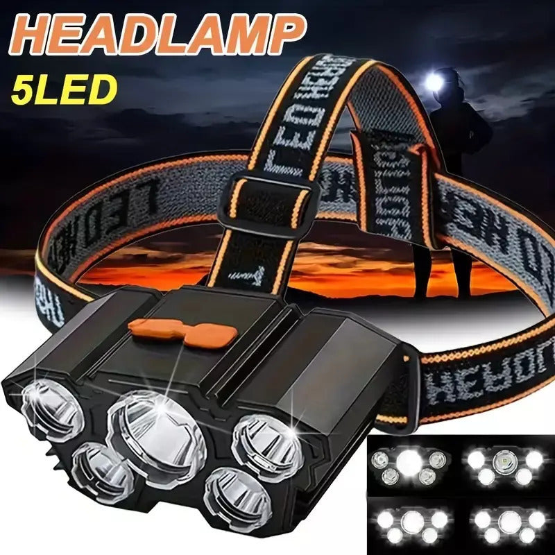 USB  LED Headlamp Rechargeable LED Lamp Headlight Head Torch Cable Light