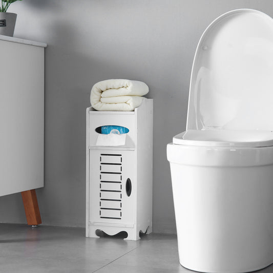 21x21x55cm, White Bathroom Cabinet With Flip Cover