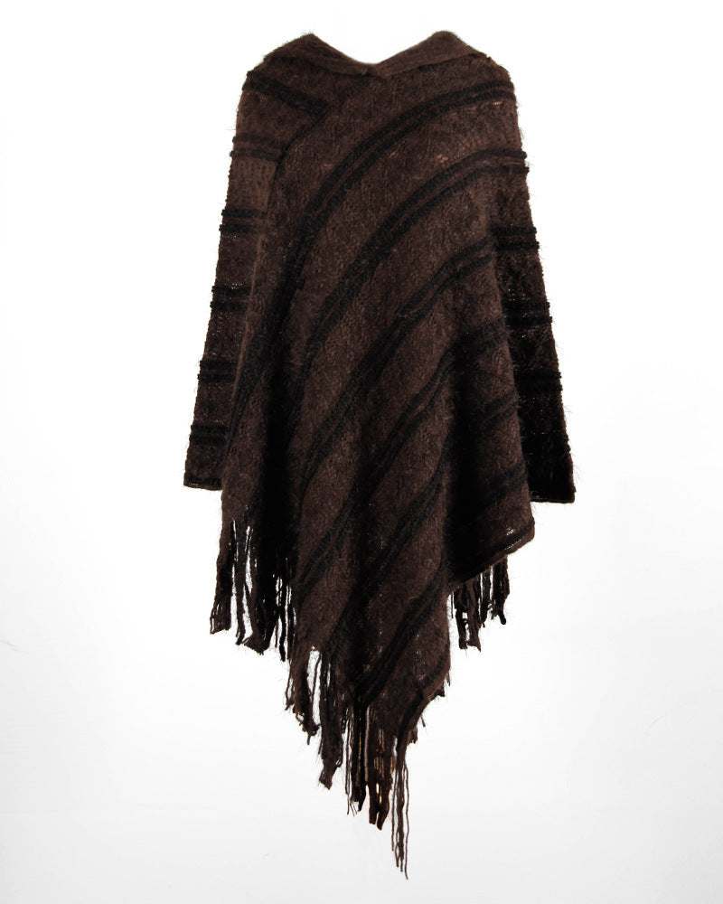 Hooded cape tassel cloak
