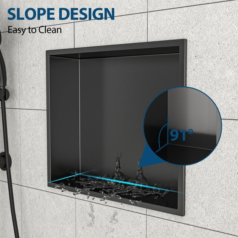 15 X 13 In Stainless Steel Shower Niche - Gunmetal Black, Waterproof, Easy Installation, Corrosion-Resistant