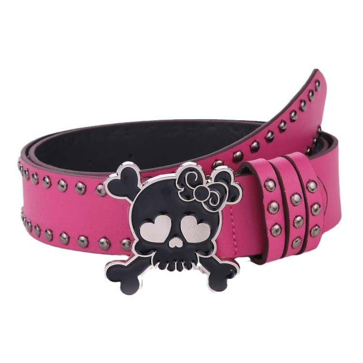 Belt Female Skull Wide Waist Seal Rivet Y2g Hot Girl Belt Men And Women