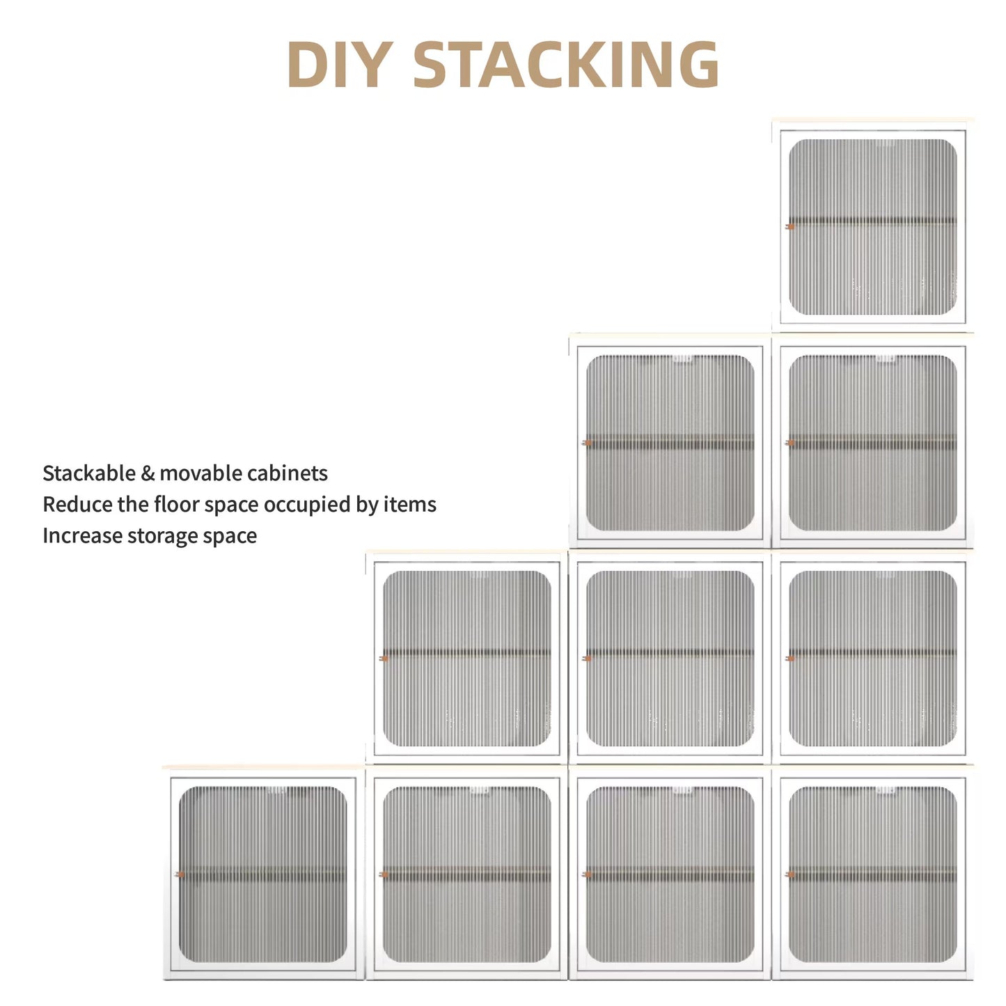 Single Sturdy  Convenient Fordable Cabinet, Durable Steel-Wood Combo With Anti-Slip Design  Quick Fold  Install, Easy To DIY Storage Container With Door, White