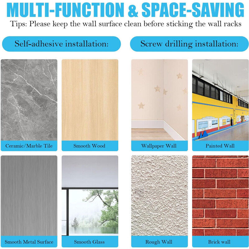 2PCS Wall Mounted Mop Brush Broom Organizer Hanger Holder Storage Rack Tool UK