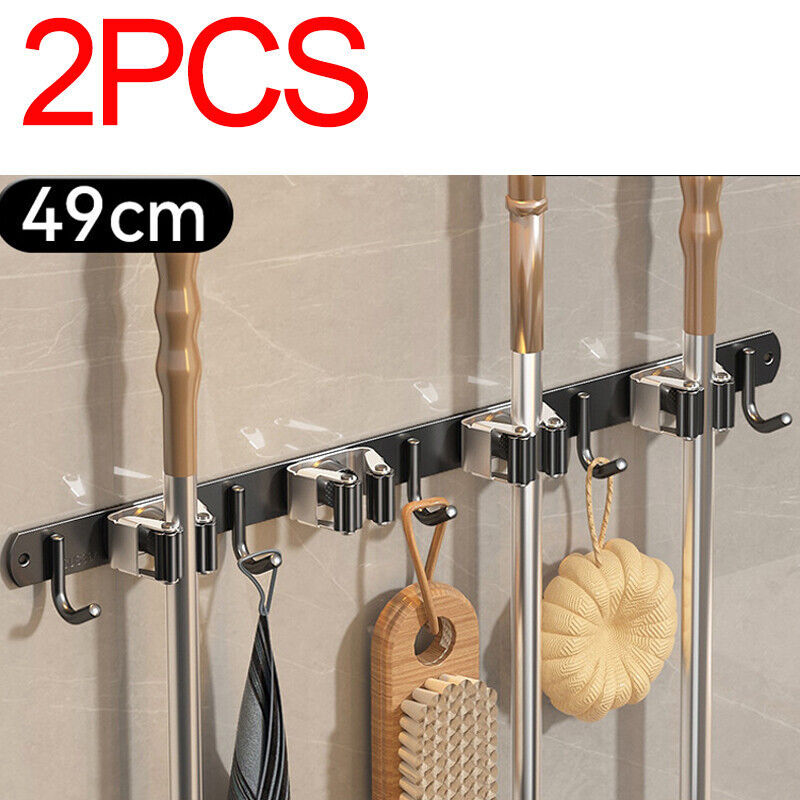 2PCS Wall Mounted Mop Brush Broom Organizer Hanger Holder Storage Rack Tool UK