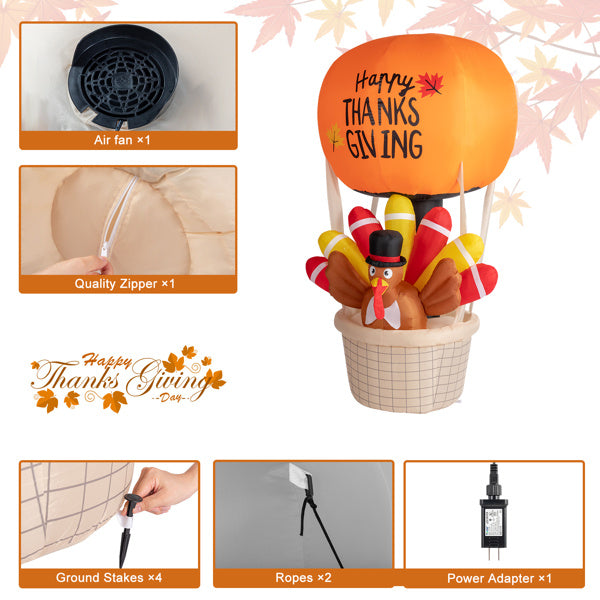 6ft Turkey Hot Air Balloon With 5 LED Lights