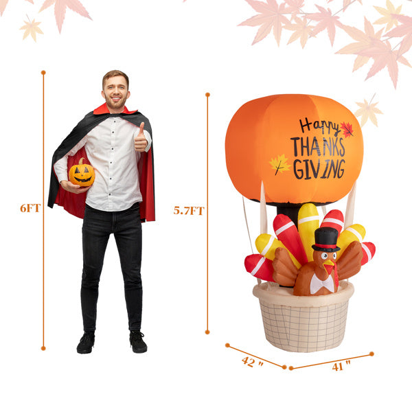 6ft Turkey Hot Air Balloon With 5 LED Lights