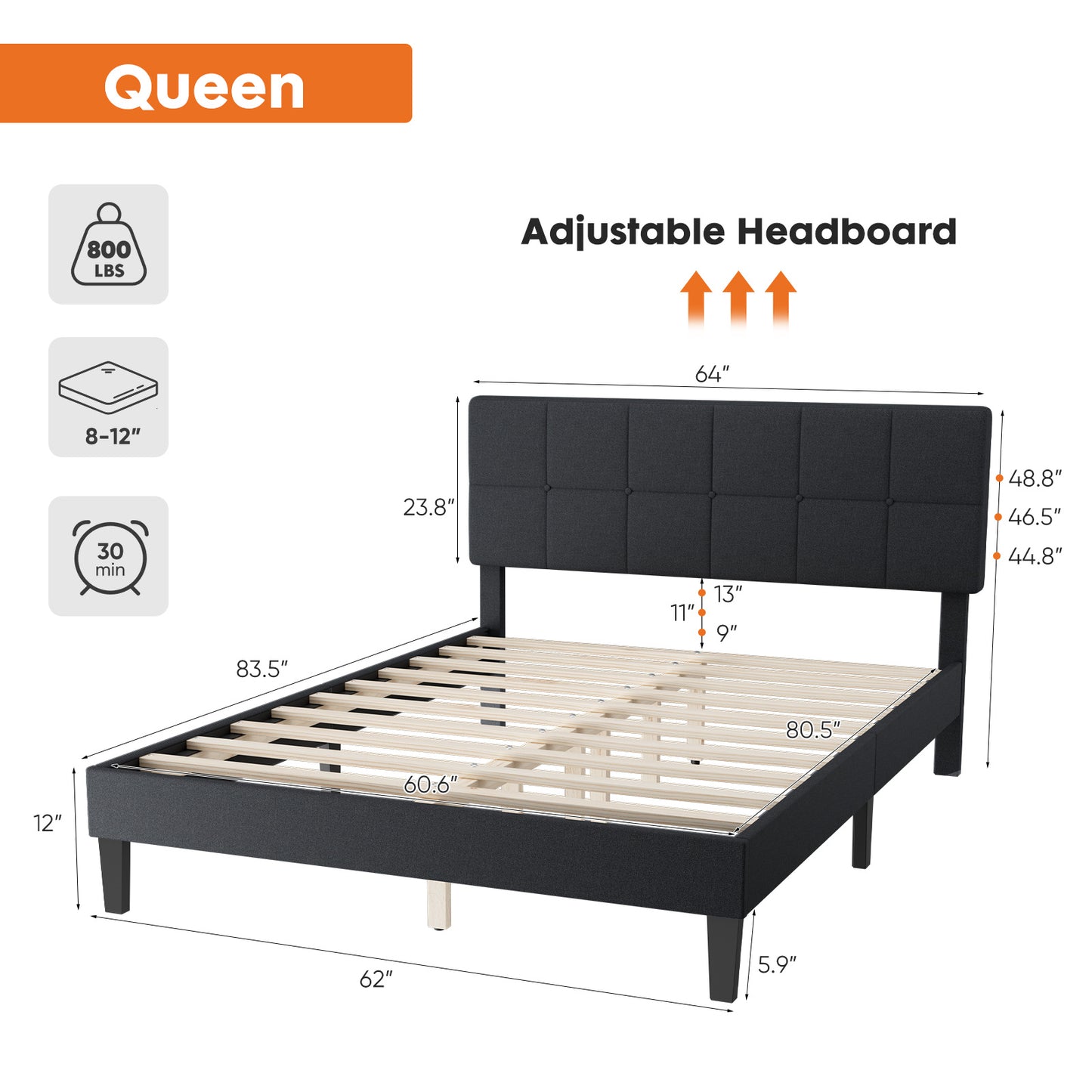 Full Bed Frame With Headboard