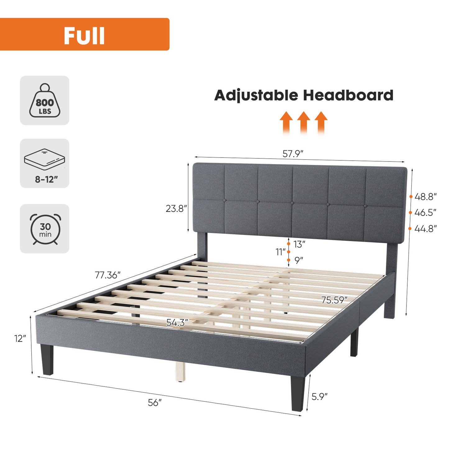 Full Bed Frame With Headboard