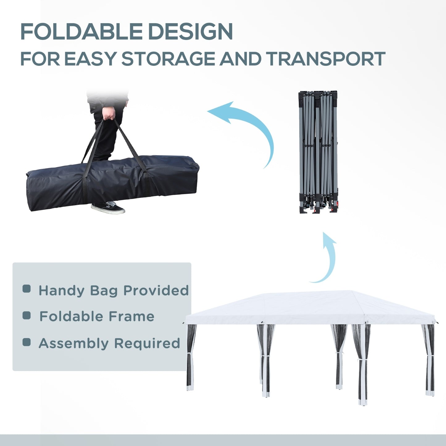 Outsunny 10' X 20' Pop Up Canopy Tent With Netting, Heavy Duty Instant Sun Shelter, Large Tents For