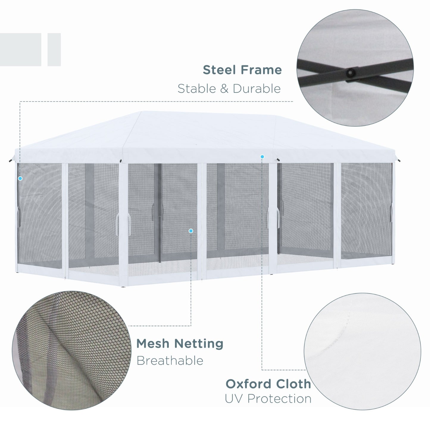 Outsunny 10' X 20' Pop Up Canopy Tent With Netting, Heavy Duty Instant Sun Shelter, Large Tents For