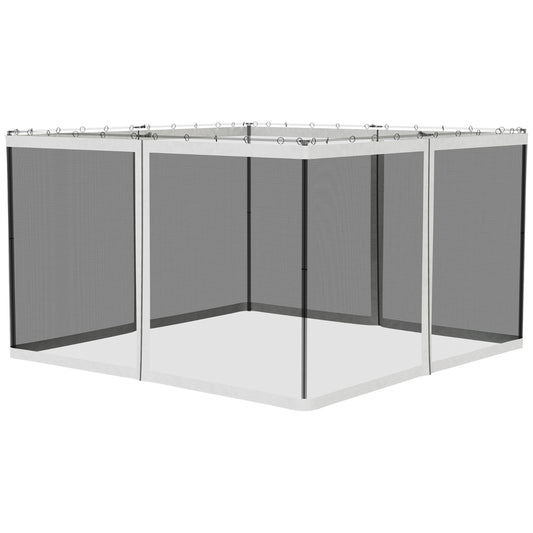 Outsunny 10' X 12' Replacement Mesh Sidewall Netting For Patio Gazebos And Canopy Tents With Zippers