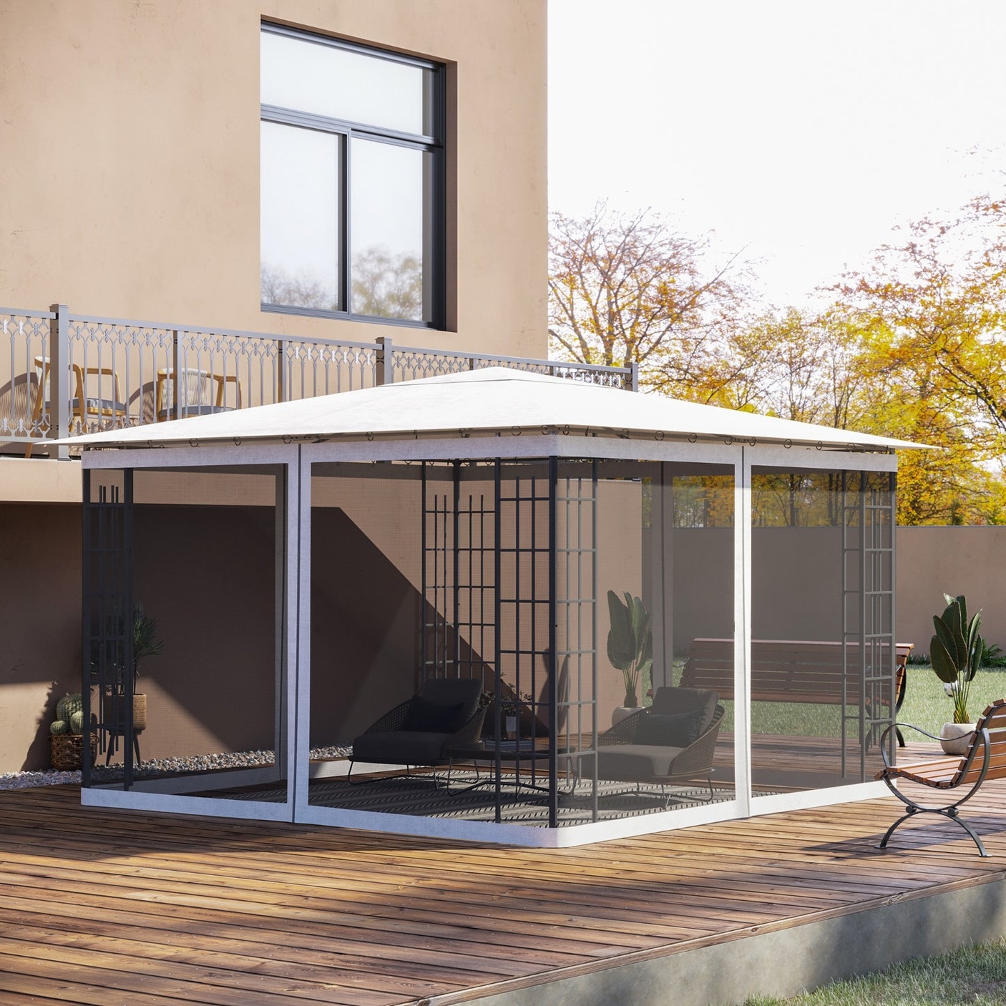 Outsunny 10' X 12' Replacement Mesh Sidewall Netting For Patio Gazebos And Canopy Tents With Zippers