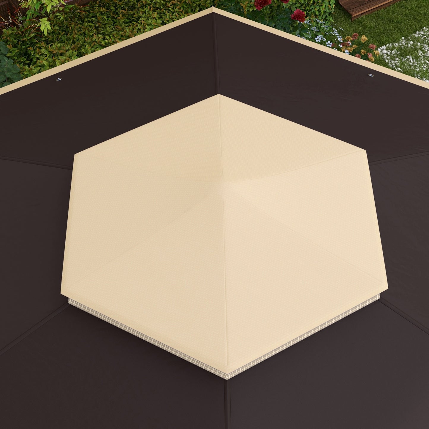 Outsunny 13' X 13' Pop Up Gazebo, Hexagonal Canopy Shelter With 6 Zippered Mesh Netting, Event Tent