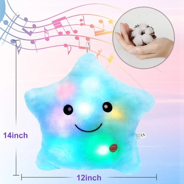 Twinkle Star Plush Pillow, LED Night Light Glowing Cushions, Creative Stuffed Toys Birthday Christmas Gifts For Kids Toddlers, Blue
