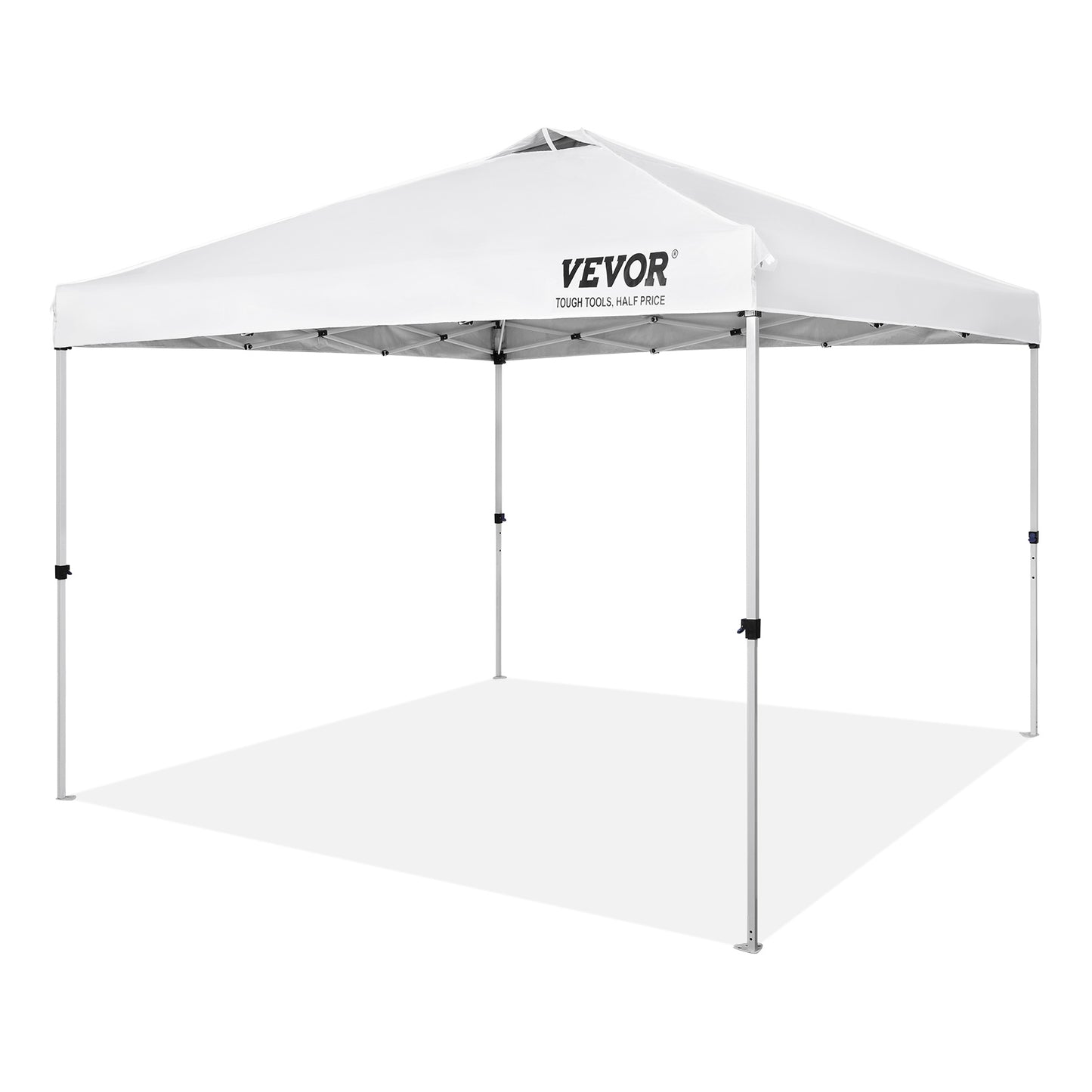 VEVOR Pop Up Canopy Tent, 10 X 10 Ft, 250 D PU Silver Coated Tarp, With Portable Roller Bag And 4 Sandbags, Waterproof And Sun Shelter Gazebo For Outdoor Party, Camping, Commercial Events, White