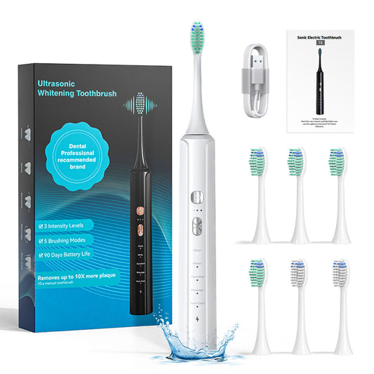 Aquasonic Black Series Ultra Whitening Toothbrush   ADA Approved Electric Toothbrush    8 Brush Heads    Travel Case   40.000 VPM Electric Motor    Wireless Charging  4 Modes With Smart Timer