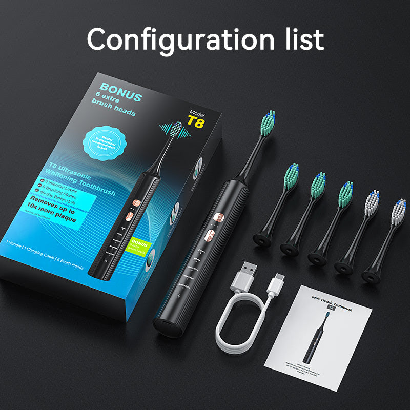 Aquasonic Black Series Ultra Whitening Toothbrush   ADA Approved Electric Toothbrush    8 Brush Heads    Travel Case   40.000 VPM Electric Motor    Wireless Charging  4 Modes With Smart Timer