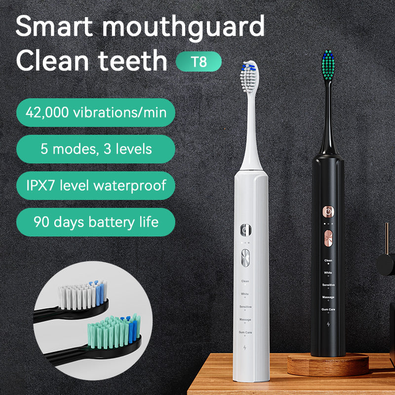 Aquasonic Black Series Ultra Whitening Toothbrush   ADA Approved Electric Toothbrush    8 Brush Heads    Travel Case   40.000 VPM Electric Motor    Wireless Charging  4 Modes With Smart Timer