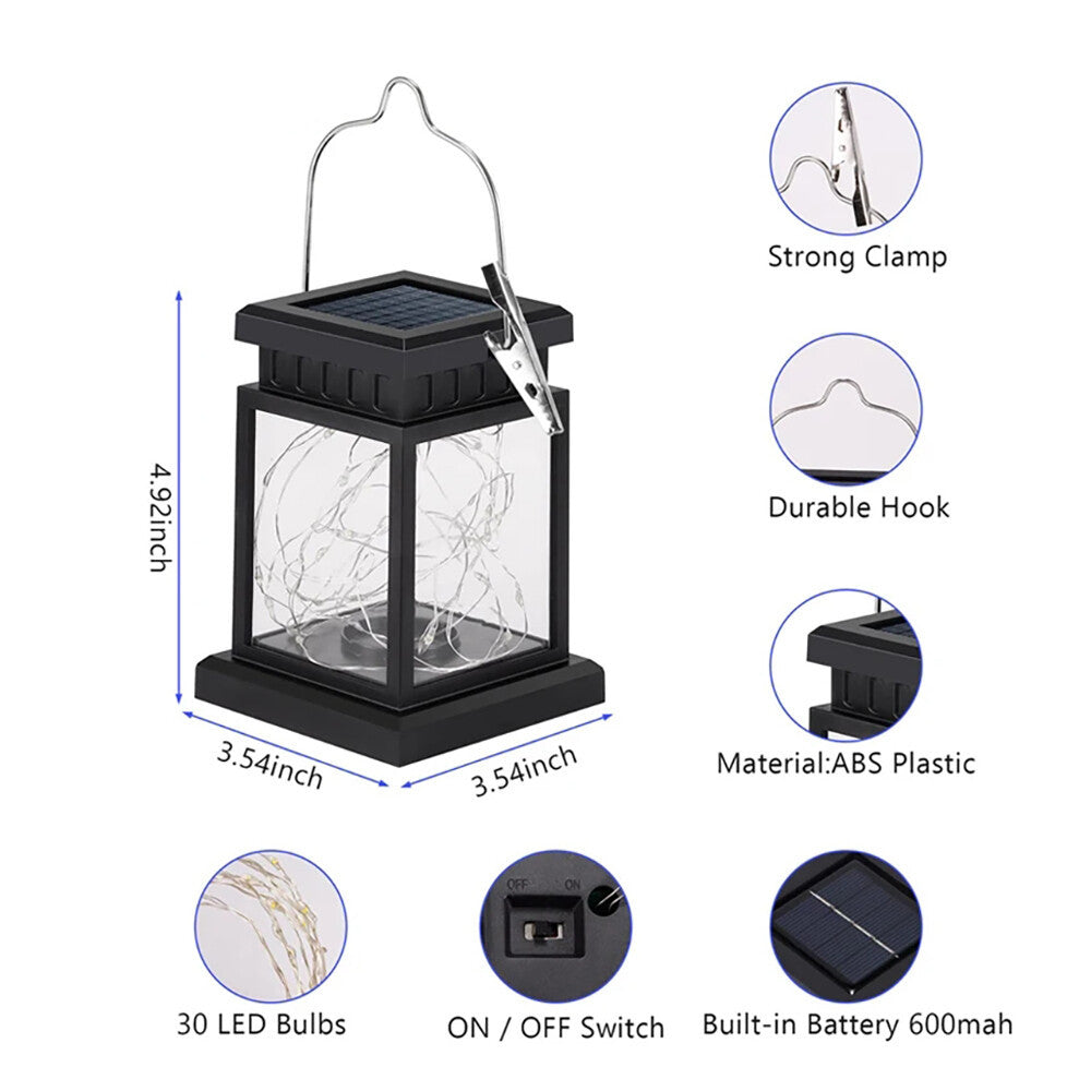 3PCS Solar Powered LED Lantern Light Waterproof Lamp Hanging Outdoor Garden Lawn