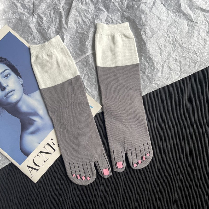 Thin Pure Cotton Cartoon Personality Japanese Style Toe Socks