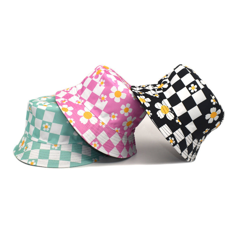 Korean Style Chessboard Plaid Spring And Summer New Bucket Hat Sun-proof