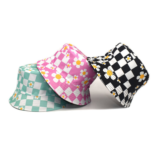 Korean Style Chessboard Plaid Spring And Summer New Bucket Hat Sun-proof