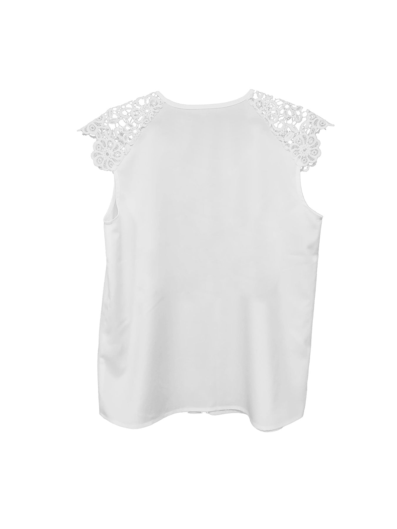 Ladies' Lace Notch Collar Shirt With Lace Patchwork Cuffs, Solid Color Casual Top