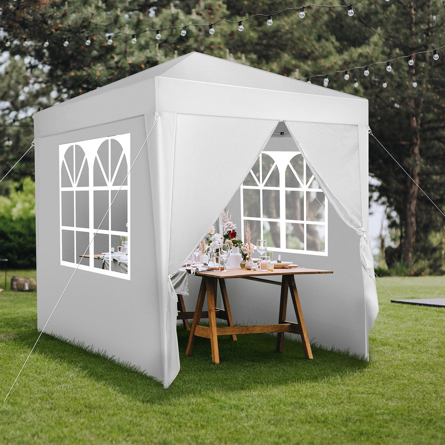 6.5x6.5ft White 4-sided -2 Doors And 2 Windows Folding Shed Oxford Cloth Spray Painted Iron Pipe Portable