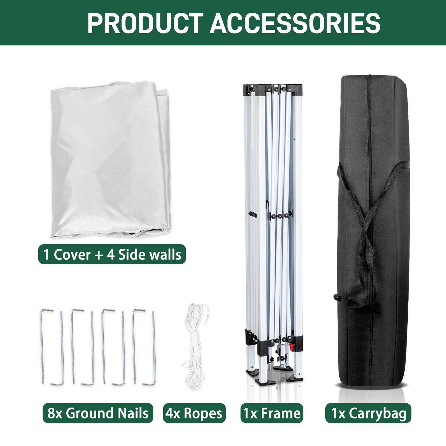 6.5x6.5ft White 4-sided -2 Doors And 2 Windows Folding Shed Oxford Cloth Spray Painted Iron Pipe Portable