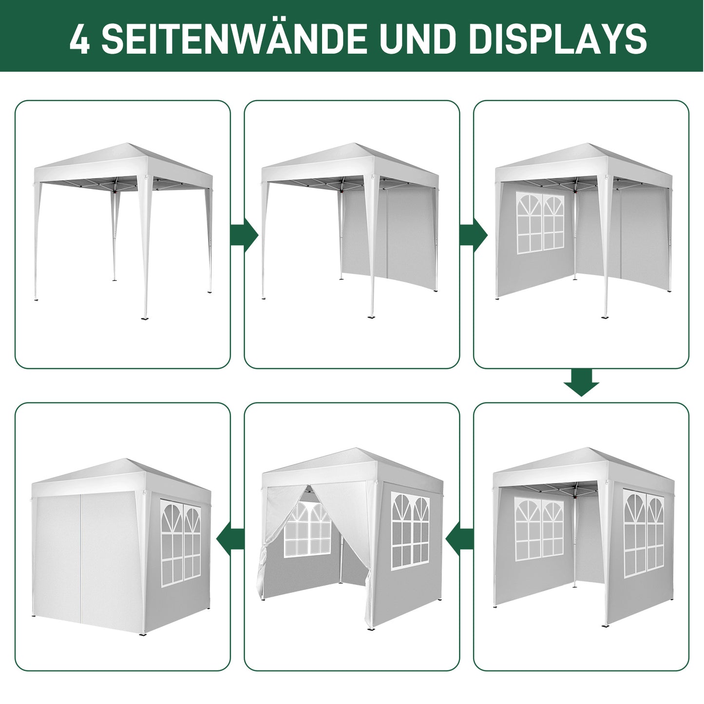 6.5x6.5ft White 4-sided -2 Doors And 2 Windows Folding Shed Oxford Cloth Spray Painted Iron Pipe Portable