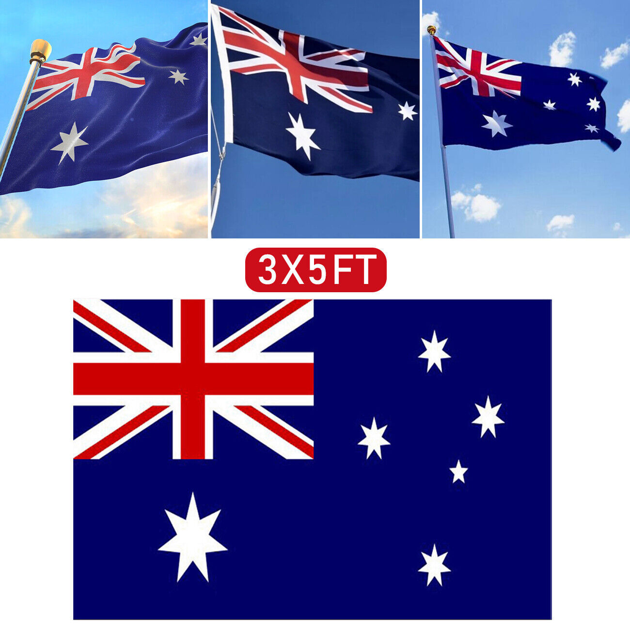 AUSTRALIAN FLAG GIANT 3ft X 5ft 90cm X 150cm AUSTRALIA DAY NATIONAL DECORATION
