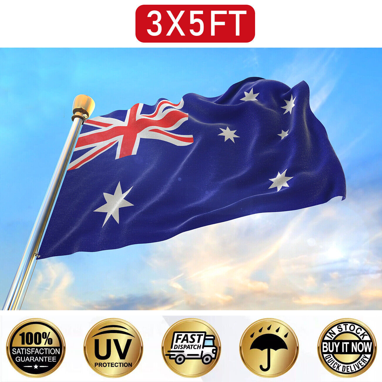 AUSTRALIAN FLAG GIANT 3ft X 5ft 90cm X 150cm AUSTRALIA DAY NATIONAL DECORATION