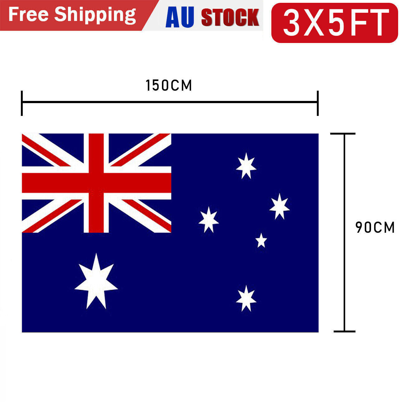 AUSTRALIAN FLAG GIANT 3ft X 5ft 90cm X 150cm AUSTRALIA DAY NATIONAL DECORATION