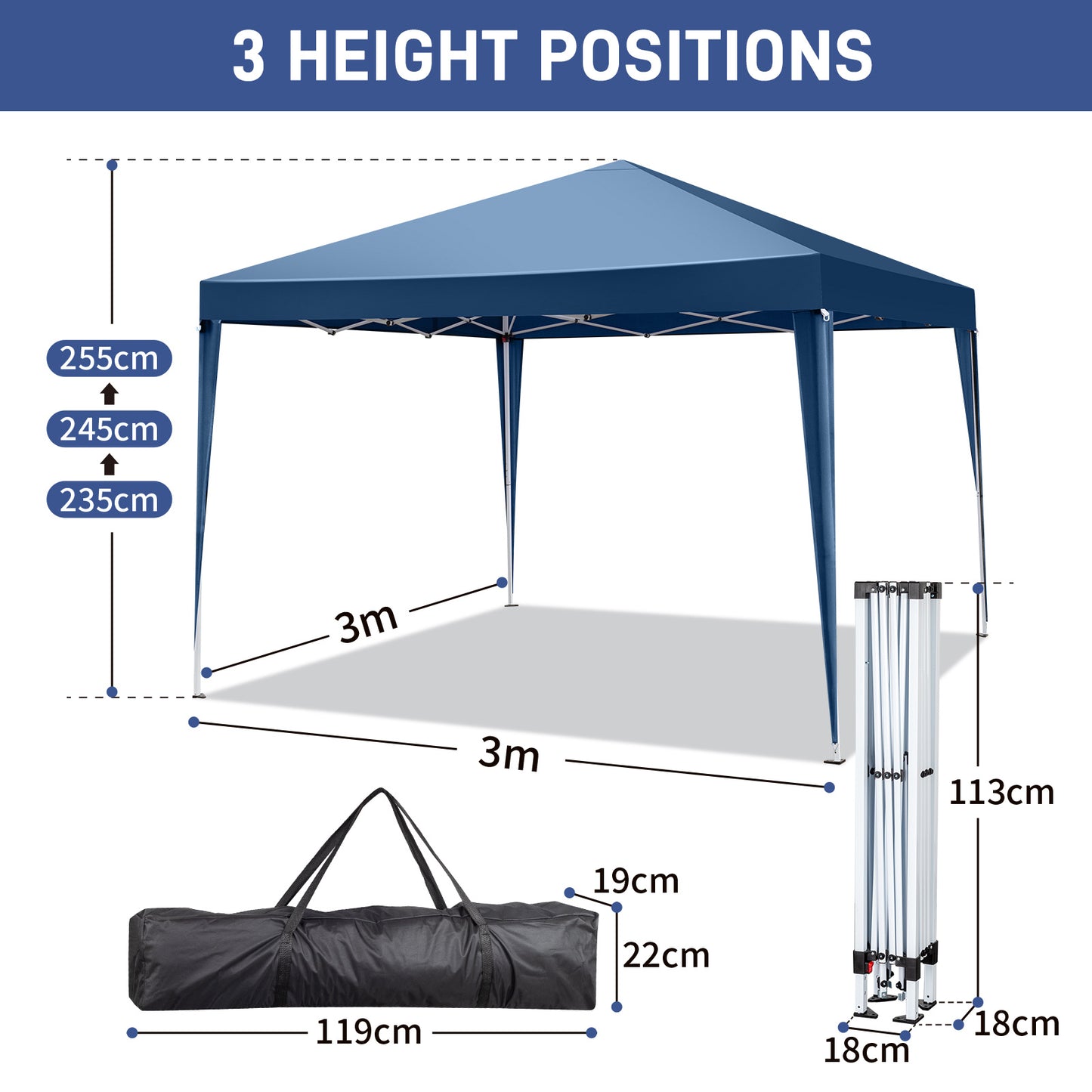 10x10ft Blue 4 Sided -2 Doors And 2 Windows Folding Shed