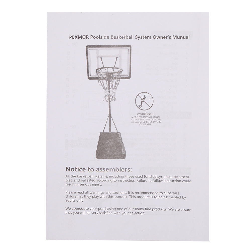 PVC Transparent Board Basket Frame Adjustable 115-135cm Basketball Stand