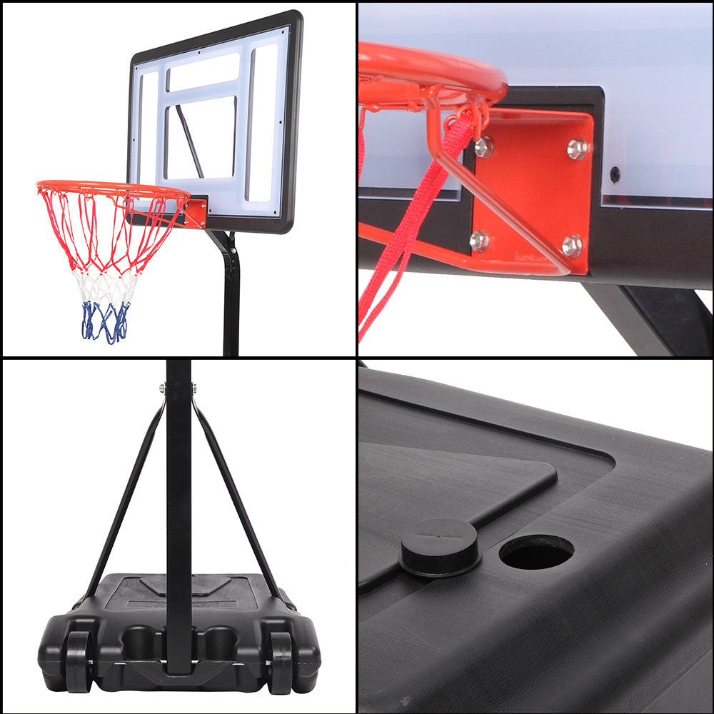PVC Transparent Board Basket Frame Adjustable 115-135cm Basketball Stand