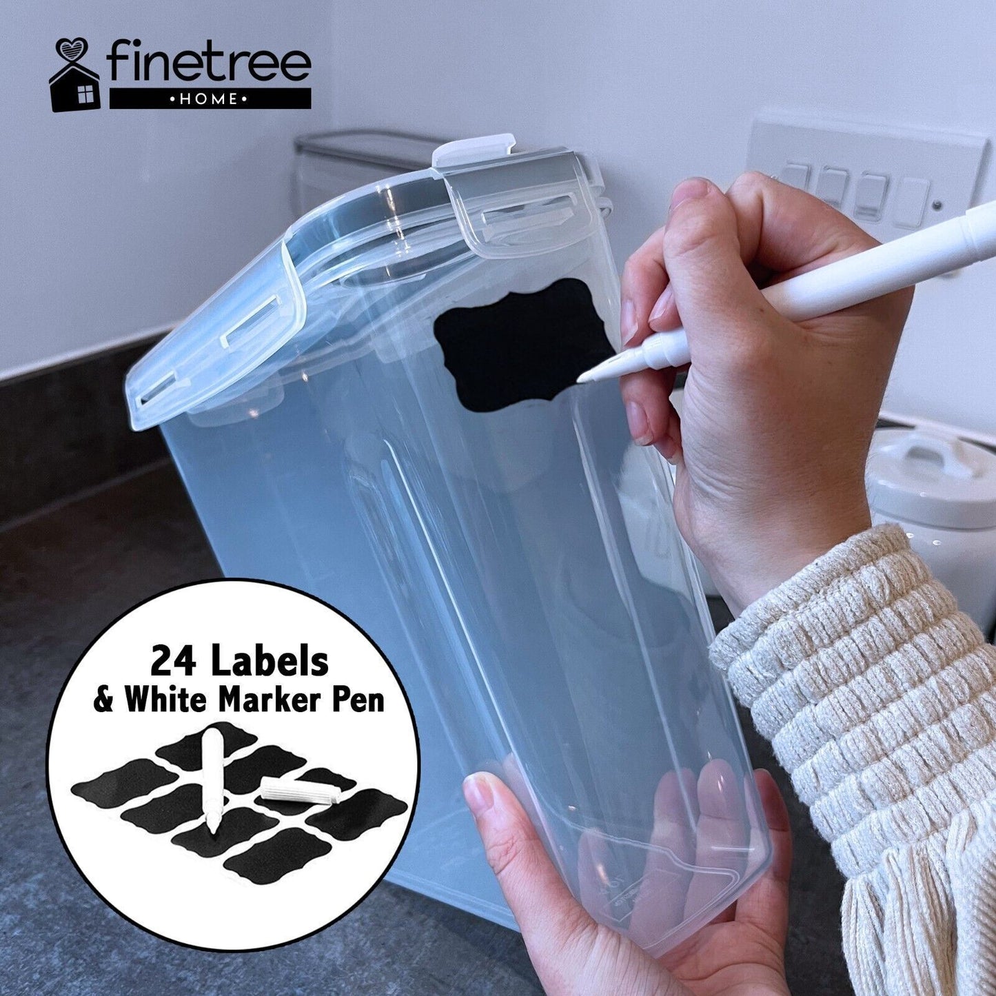 SET OF 4 AIR TIGHT STORAGE CONTAINERS CEREAL FOOD DRY KITCHEN PATRY DISPENSER