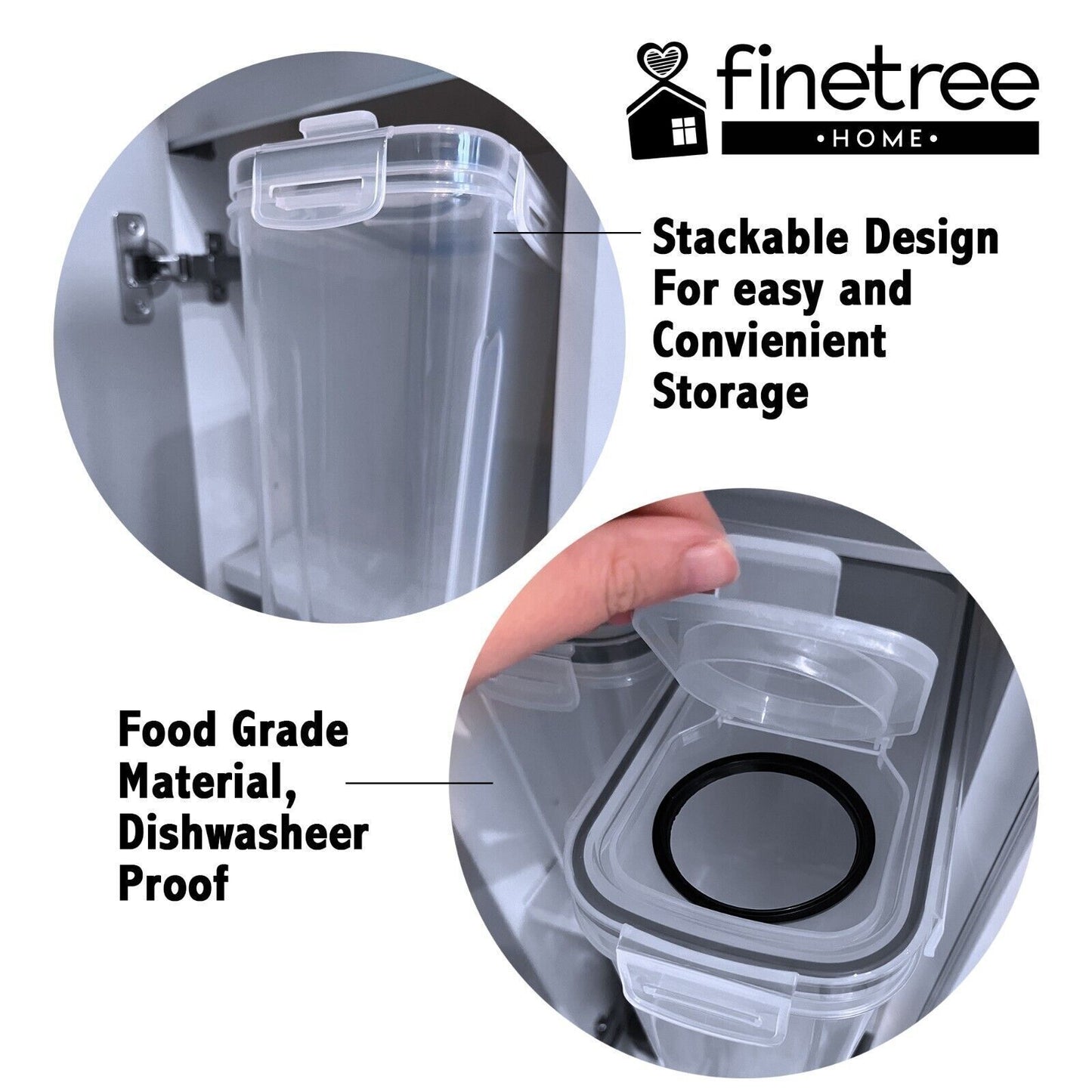 SET OF 4 AIR TIGHT STORAGE CONTAINERS CEREAL FOOD DRY KITCHEN PATRY DISPENSER