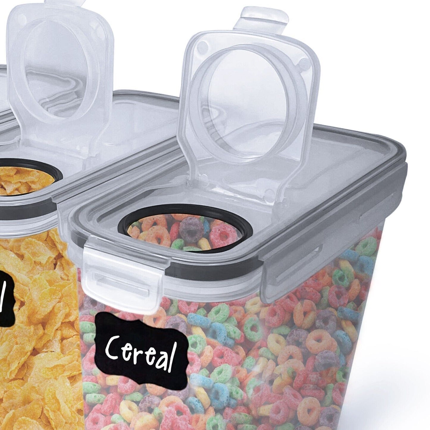 SET OF 4 AIR TIGHT STORAGE CONTAINERS CEREAL FOOD DRY KITCHEN PATRY DISPENSER