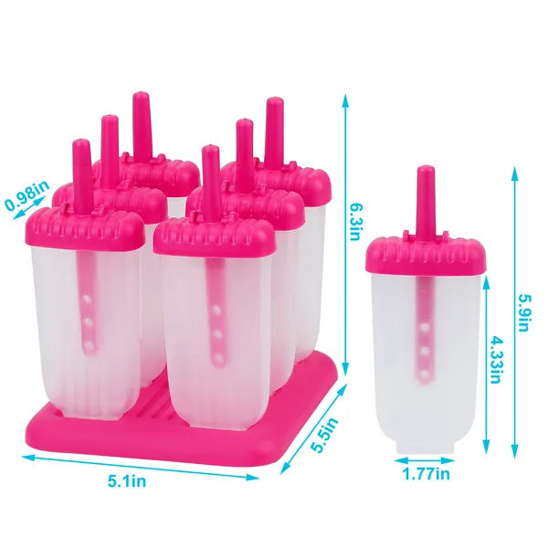 6Pcs Popsicle Molds Reusable Ice Cream DIY Ice Maker Ice Bar Maker Plastic Popsicle Mold For Homemade Iced Snacks