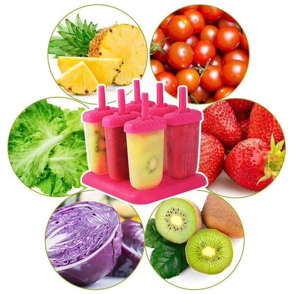 6Pcs Popsicle Molds Reusable Ice Cream DIY Ice Maker Ice Bar Maker Plastic Popsicle Mold For Homemade Iced Snacks