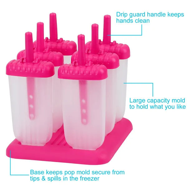 6Pcs Popsicle Molds Reusable Ice Cream DIY Ice Maker Ice Bar Maker Plastic Popsicle Mold For Homemade Iced Snacks