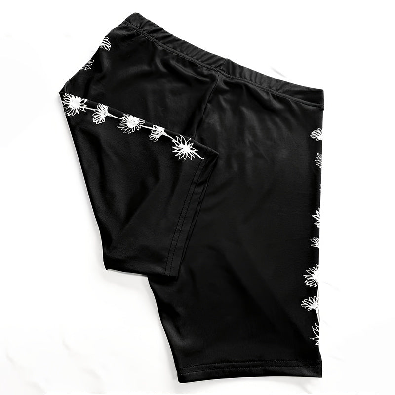 Women's 2-Piece Floral Set Side Slit Top And Stretch Shorts Outfits