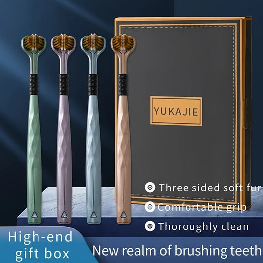4PCS Advanced Three-sided Toothbrush, The Current Fashion Is Simple And Everyone Is Using, Soft Bristles, Unique Brushing Experience, Elegant Comfort, Suitable For Gifts.