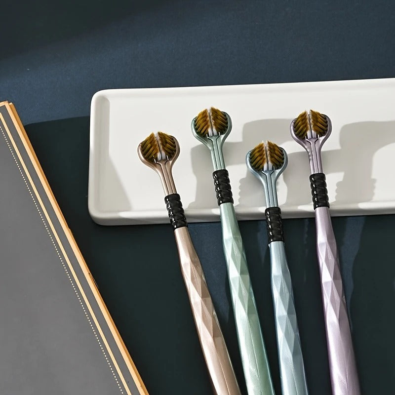 4PCS Advanced Three-sided Toothbrush, The Current Fashion Is Simple And Everyone Is Using, Soft Bristles, Unique Brushing Experience, Elegant Comfort, Suitable For Gifts.