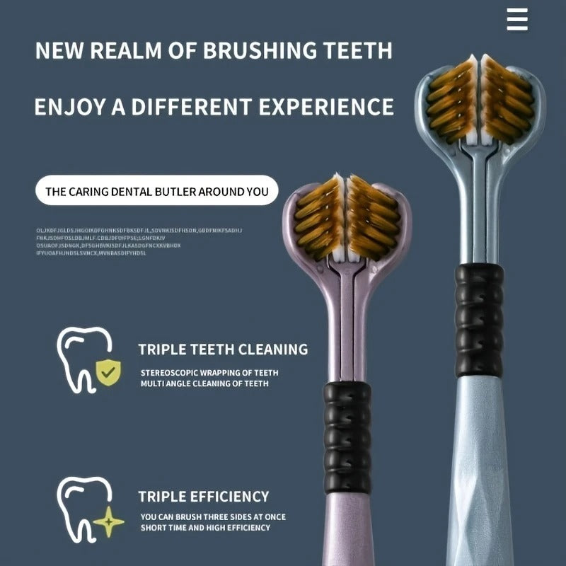 4PCS Advanced Three-sided Toothbrush, The Current Fashion Is Simple And Everyone Is Using, Soft Bristles, Unique Brushing Experience, Elegant Comfort, Suitable For Gifts.