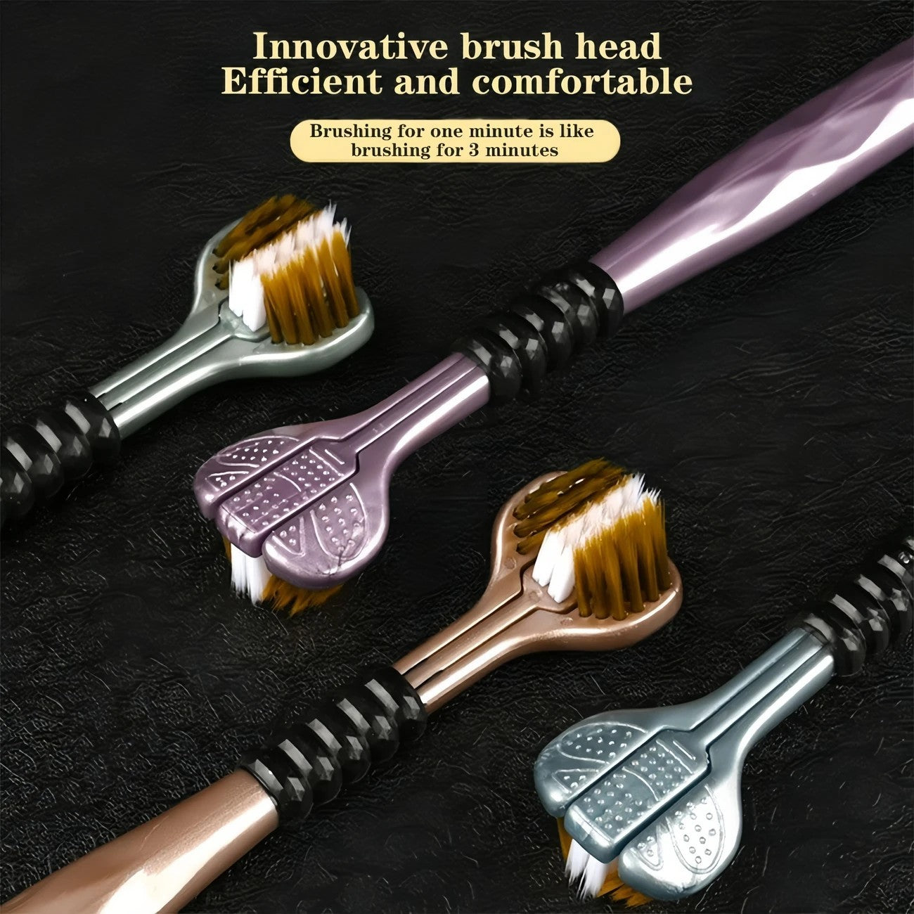 4PCS Advanced Three-sided Toothbrush, The Current Fashion Is Simple And Everyone Is Using, Soft Bristles, Unique Brushing Experience, Elegant Comfort, Suitable For Gifts.
