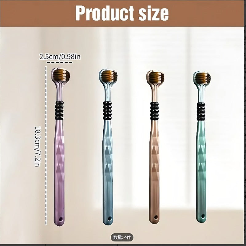4PCS Advanced Three-sided Toothbrush, The Current Fashion Is Simple And Everyone Is Using, Soft Bristles, Unique Brushing Experience, Elegant Comfort, Suitable For Gifts.