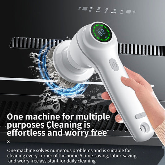 Electric Spin Scrubber, Cordless Shower Scrubber With Battery Level Display, 2 Speeds Electric Scrubber For Cleaning With 6 Replaceable Heads, Cleaning Brush For Bathroom,Sink,Window
