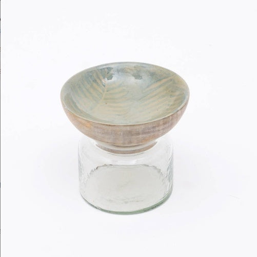 Glass Nut Jar With Wooden Bowl-Shaped Lid